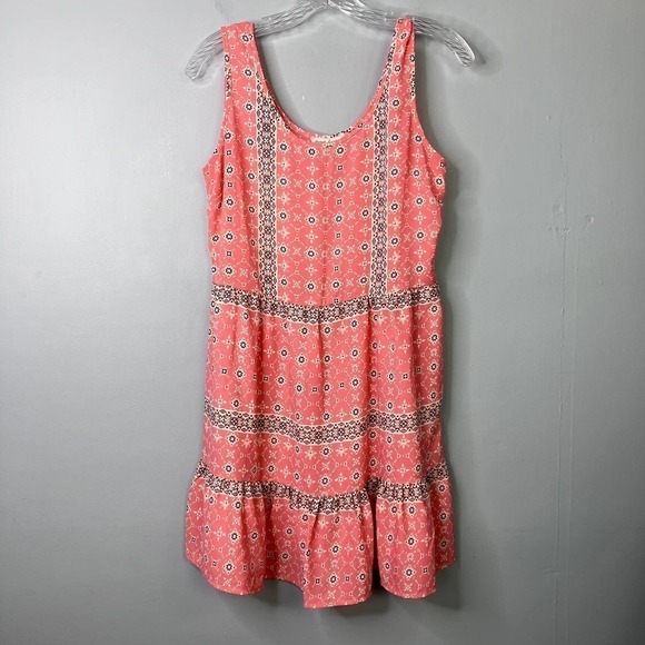 SWEET Journey Peachy Pink Casual Crepe Satin Sleeveless Mini Ruffle Dress Size S - Picture 10 of 12